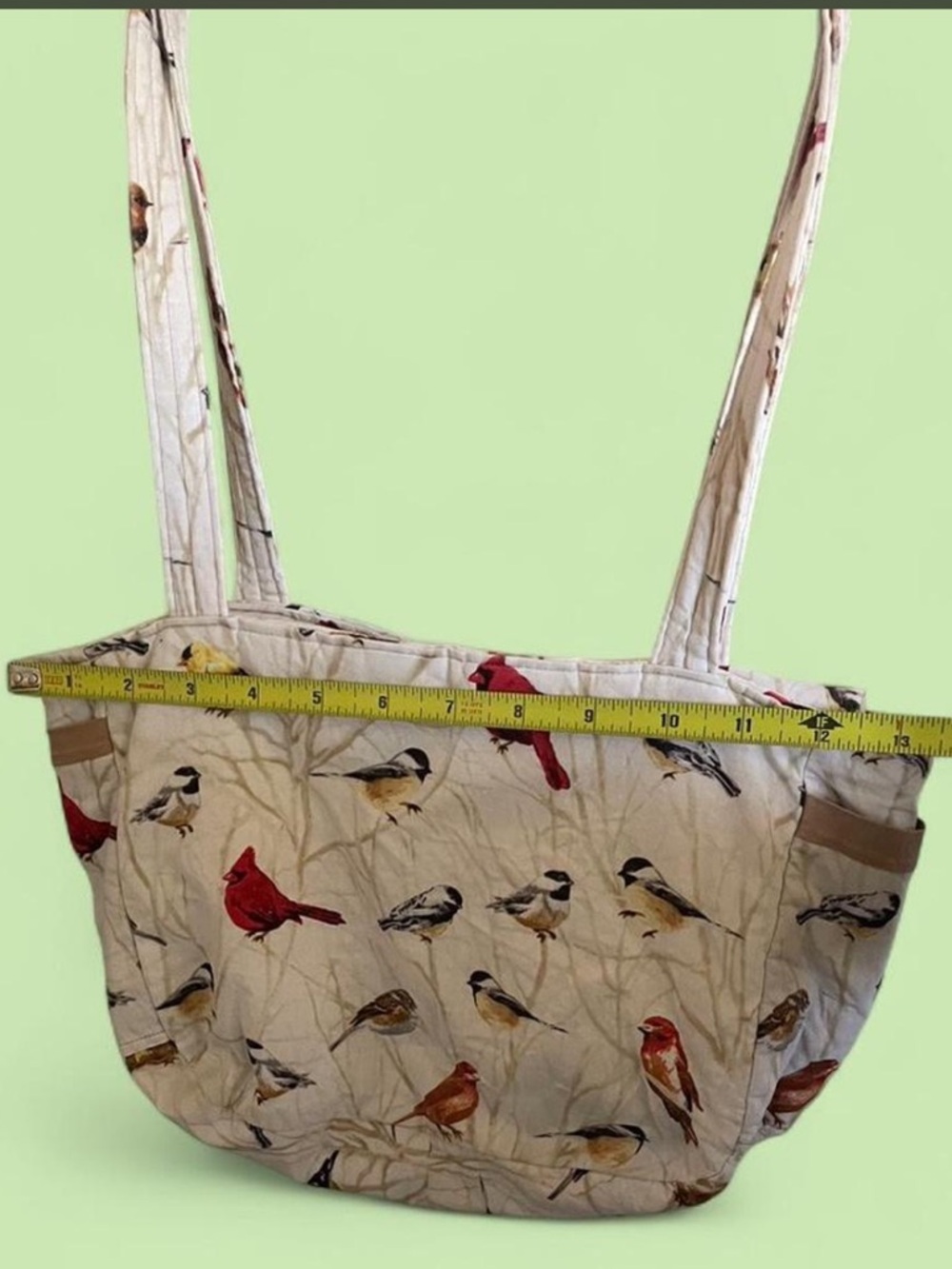 Canvas Bird-Print Shoulder Bag